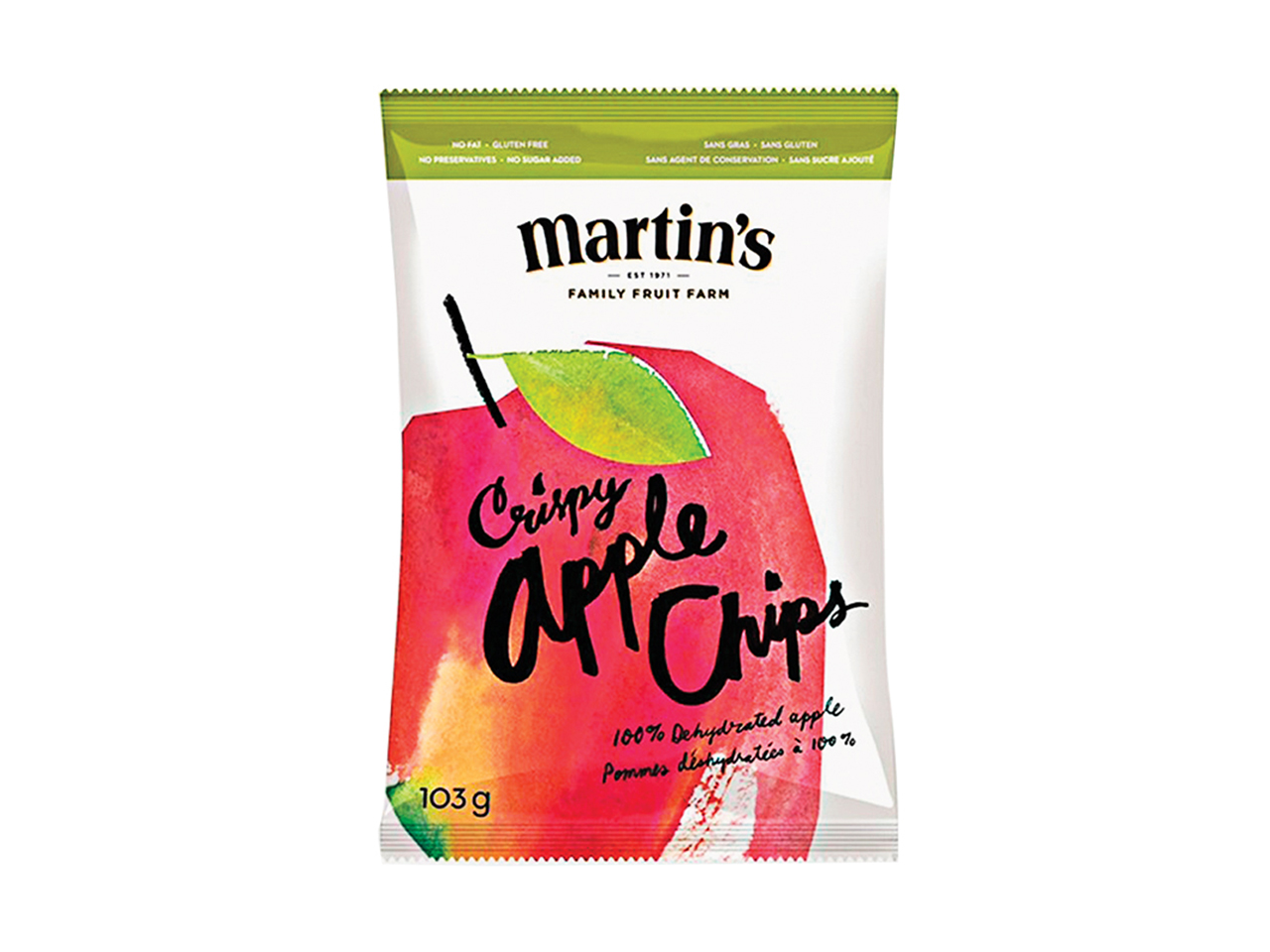 a bag of martin's crispy apple chips