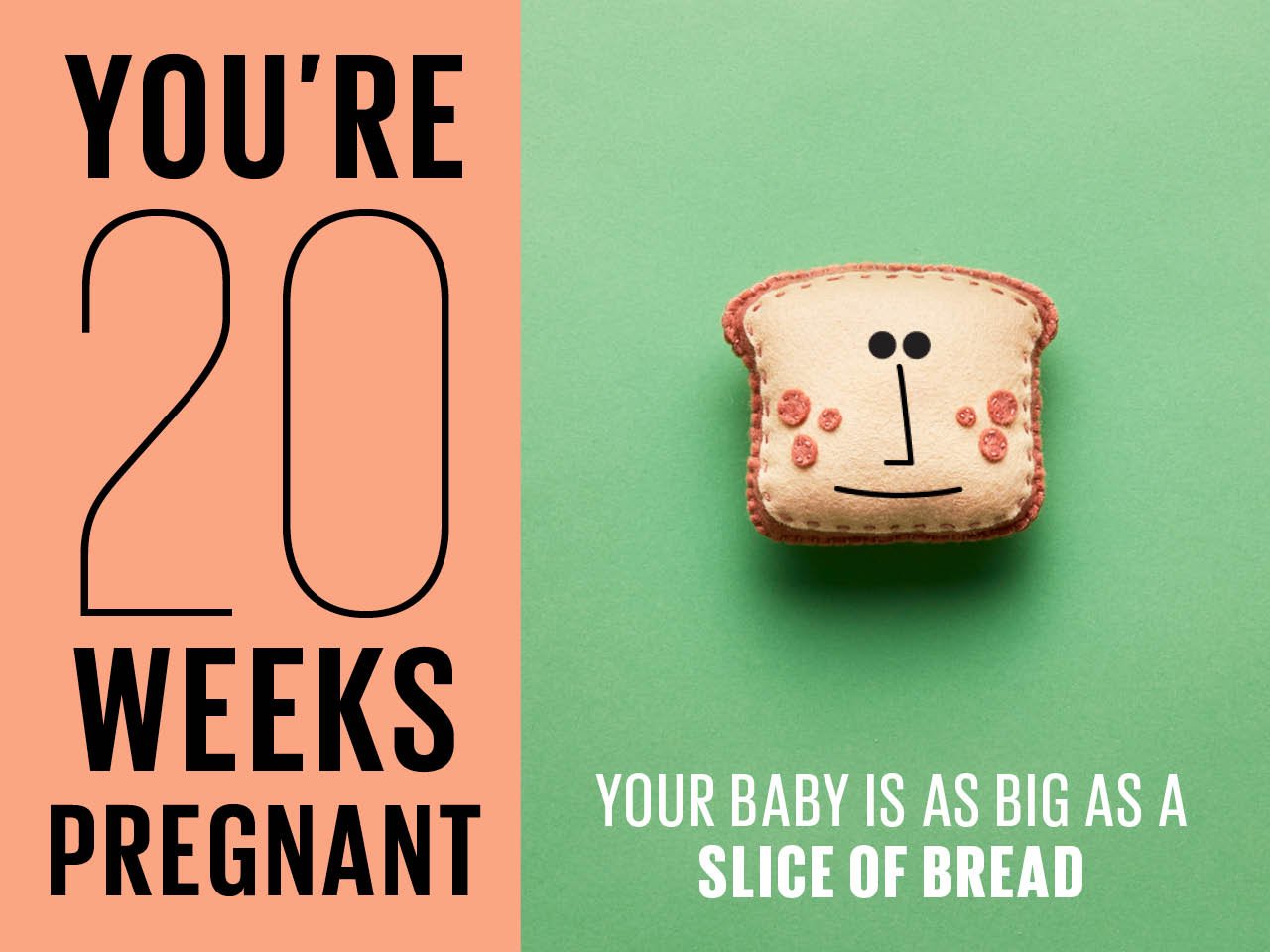 Felt slice of bread used to show how big baby is at 20 weeks pregnant