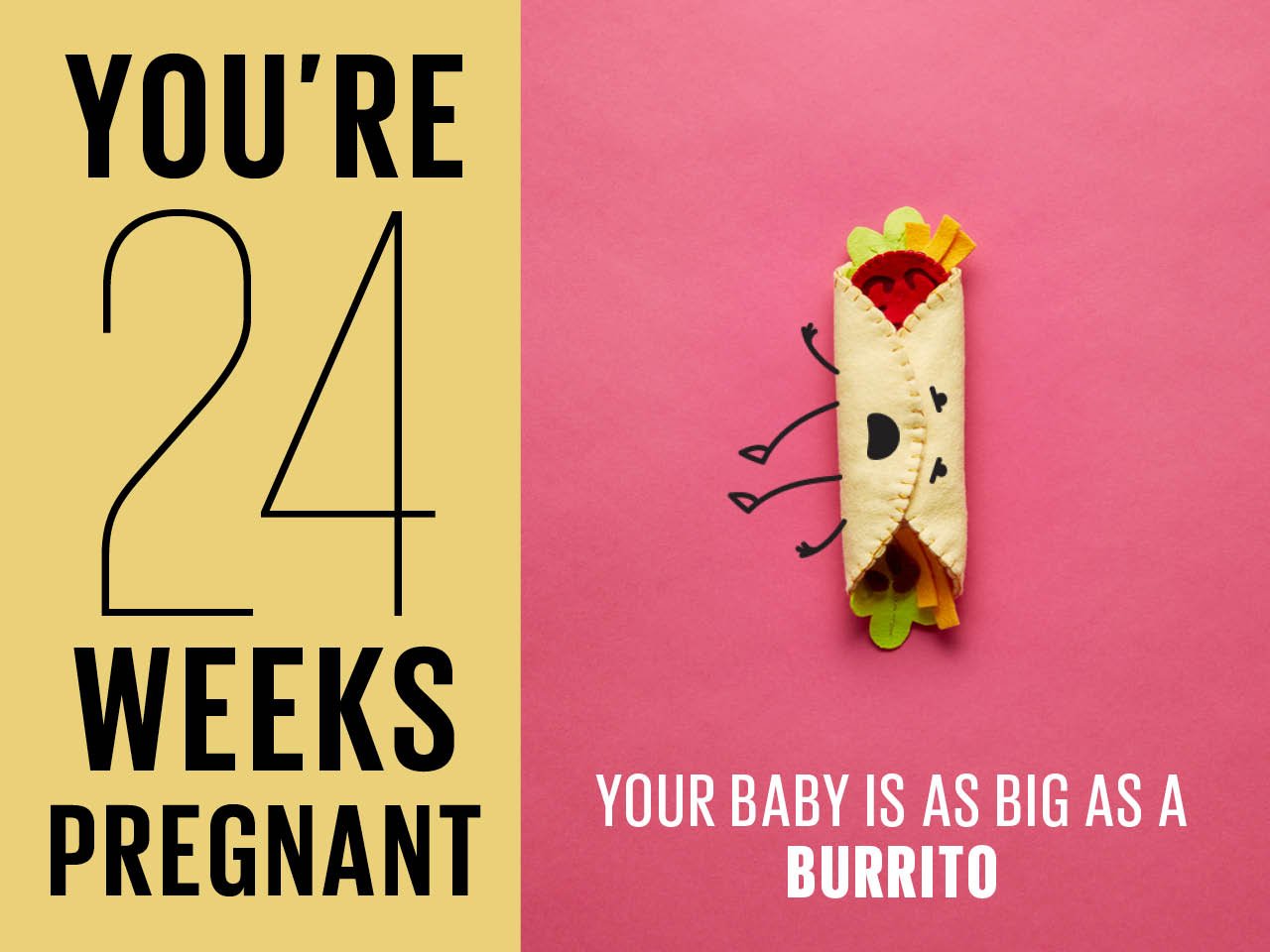 Felt burrito used to show how big baby is at 24 weeks pregnant