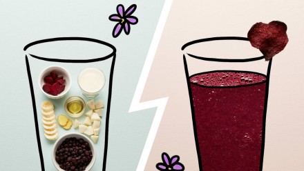 Illustration of a purple smoothie in a glass