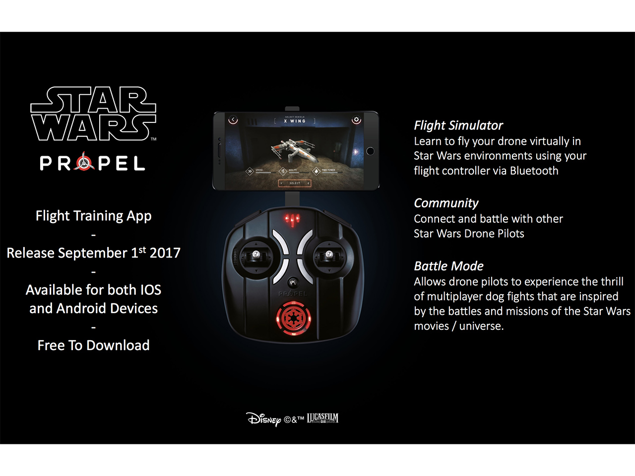 Star Wars drones training app with controller attachment