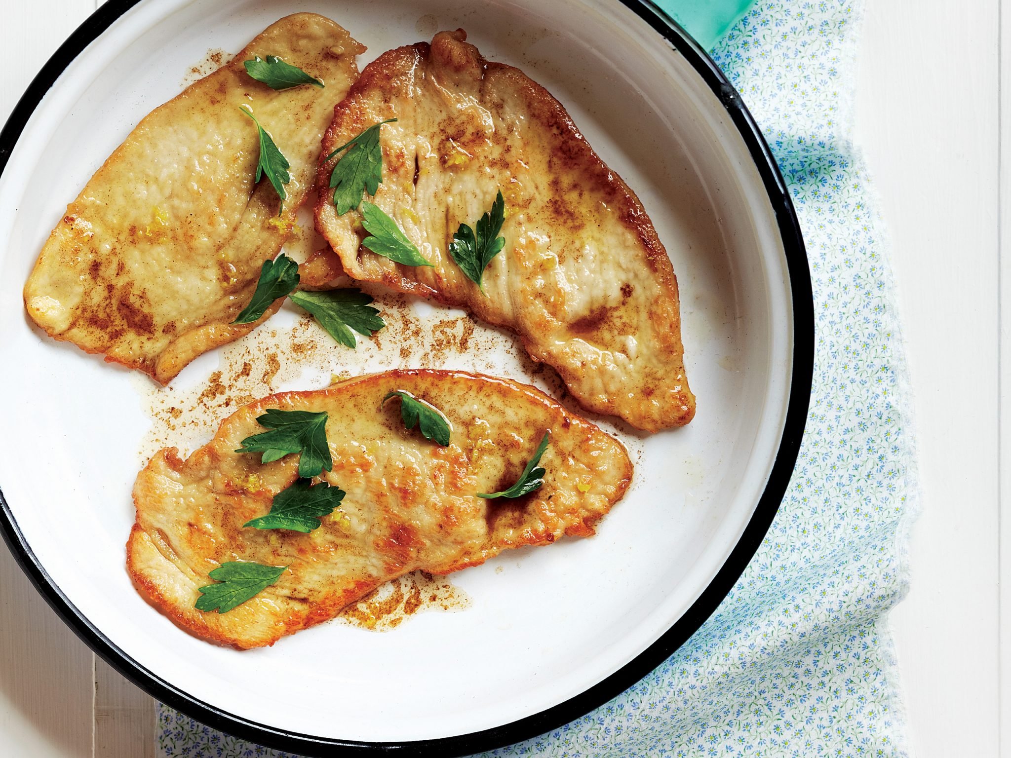 Turkey Scallopini with Brown Butter, Lemon and Parsley