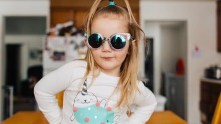 Photo of sassy girl wearing sunglasses