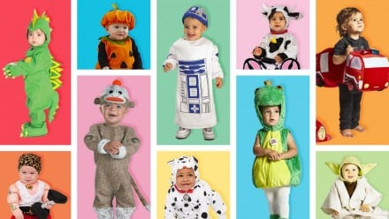 A collection of babies and toddlers in costumes