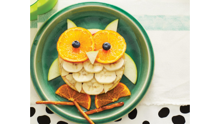 owl made out of fruit