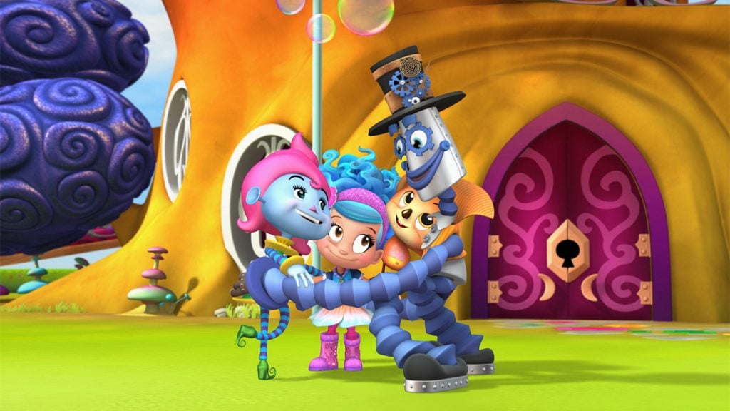 characters from Luna Petunia having a group hug