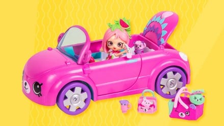 pink shopkin car with accessories
