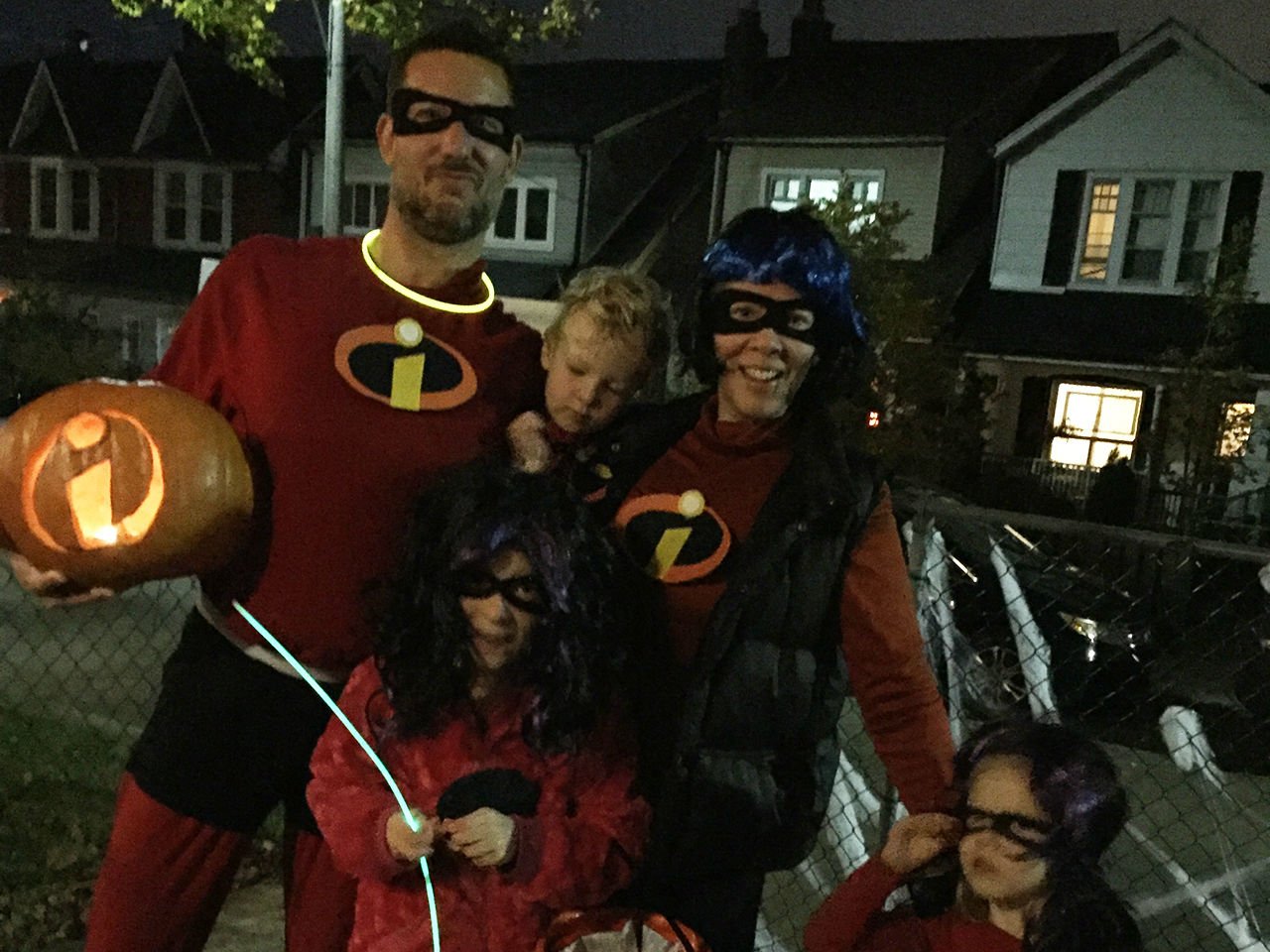 Janine Cole, her husband Mike, and their three kids dressed as The Incredibles for Halloween.