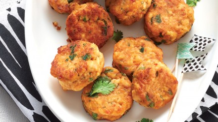 plate of little round tofu cakes with parsley
