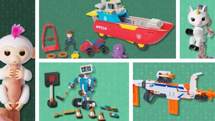 An assortment of toys in a collage
