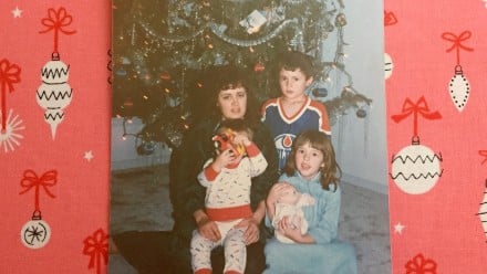 old photo of a family at christmas