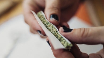 Woman rolling a joint