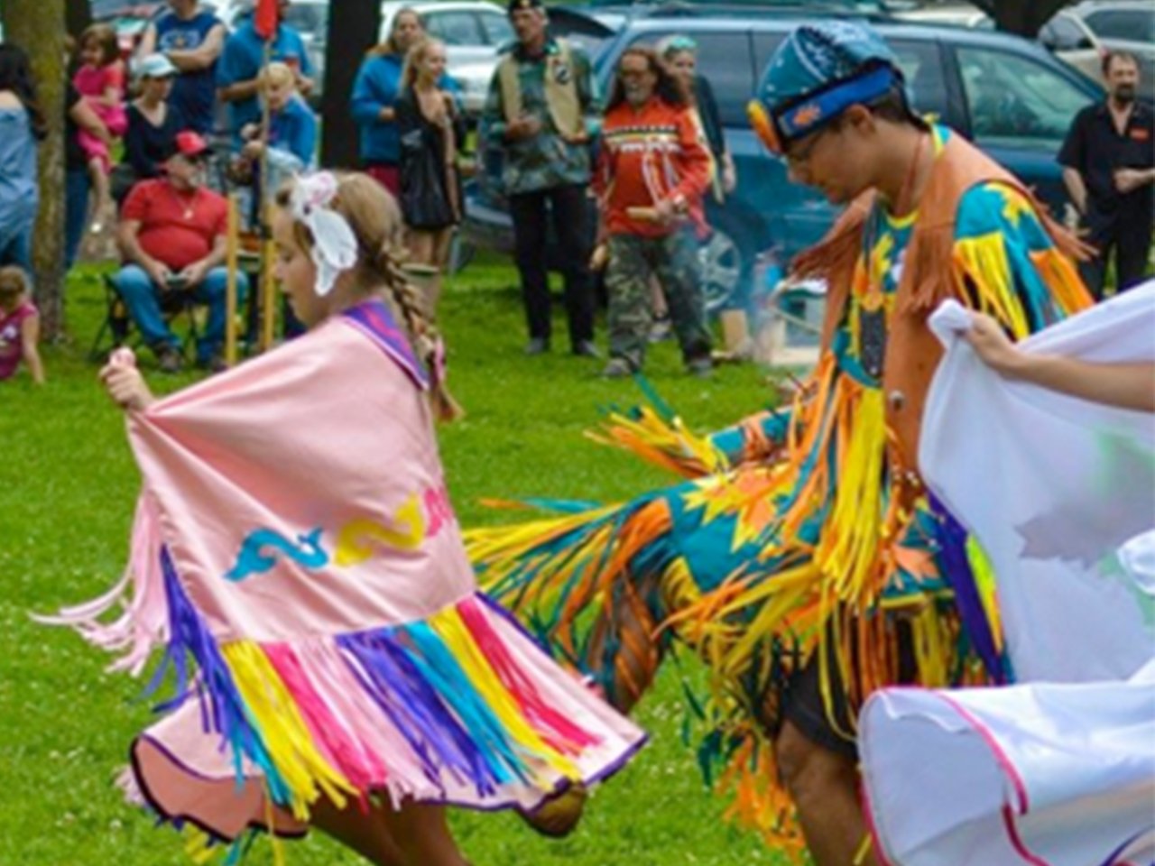 Stacey's Kids dancing at a powwow