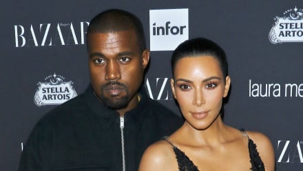 Kim and Kanye posing on the red carpet