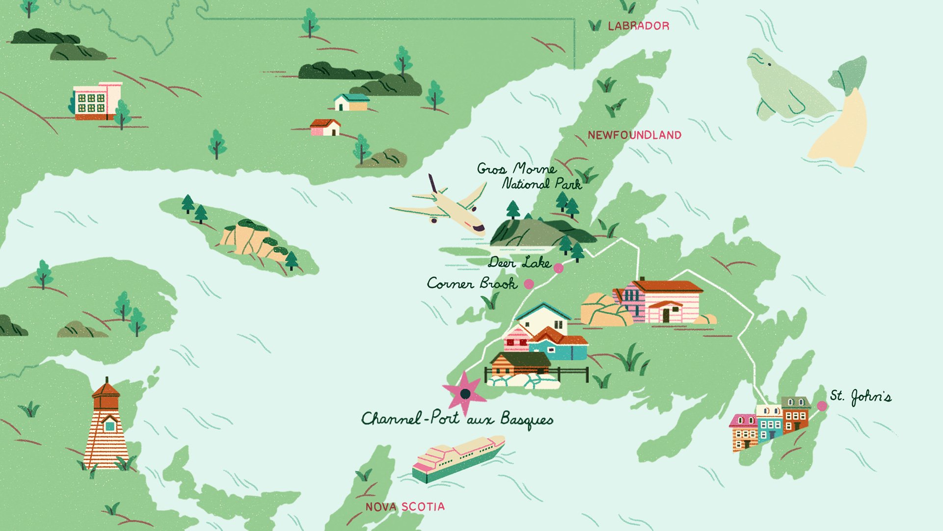 Map Channel-Port aux Basques in Newfoundland