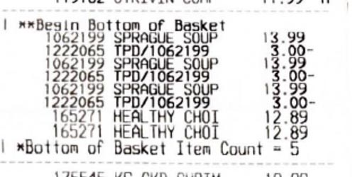 A part of a receipt with spragues and choi