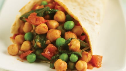 roti filled with chickpeas and vegetables