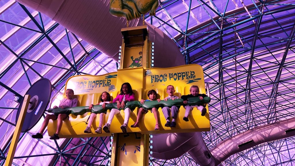 Photo of kids riding the Frog Hopper in the Adventuredome at Circus Circus
