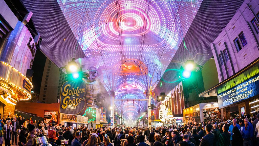 Photo of the Viva Vision canopy at the Fremont Street Experience