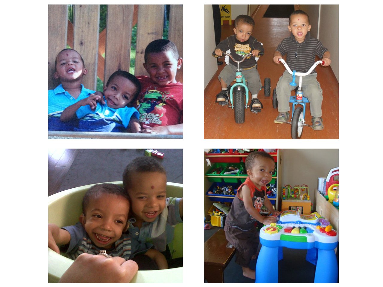Four photos of Heather Hamilton's sons