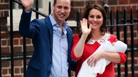 Royal family leaves with baby #3