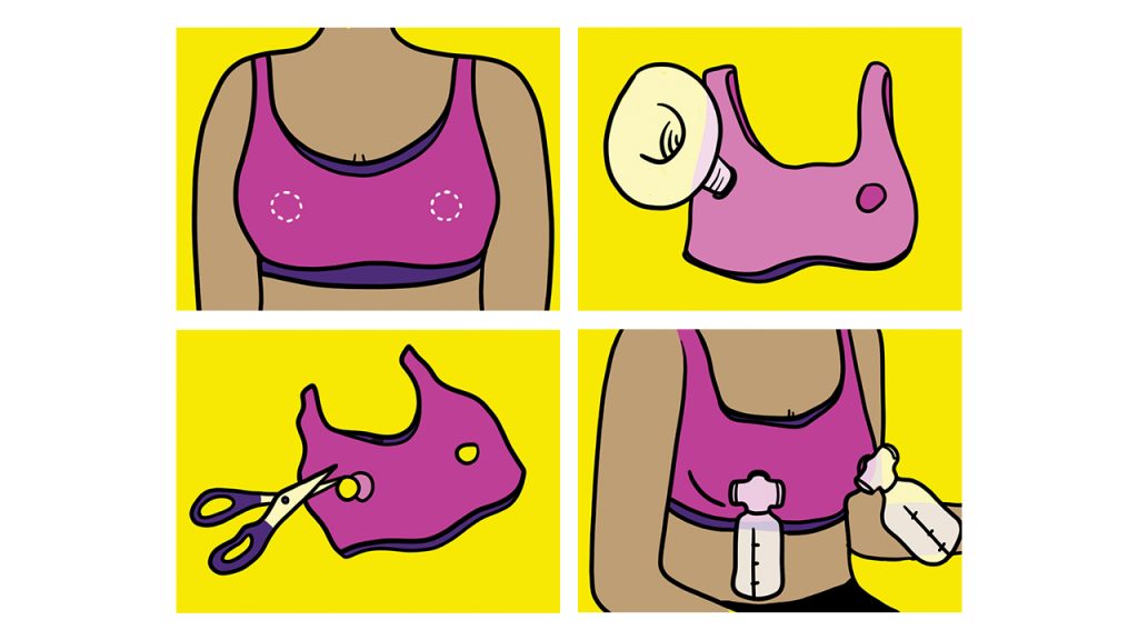 illustrated steps on making a DIY pumping bra