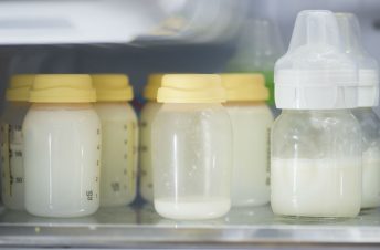 Breastmilk in bottles in fridge