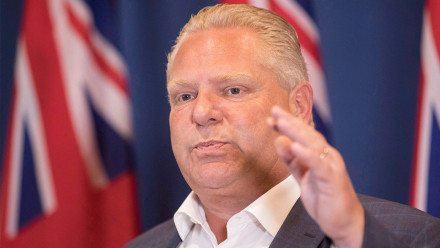 Doug Ford makes an announcement in Toronto on Friday, May 25, 2018.