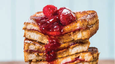 french toast made from peanut butter and jam sandwiches