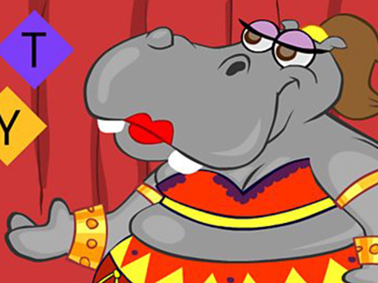 An illustrated elephant from the typing game Dancing Mat Typing