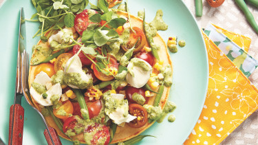 Chickpea Pancakes with Summer Vegetables