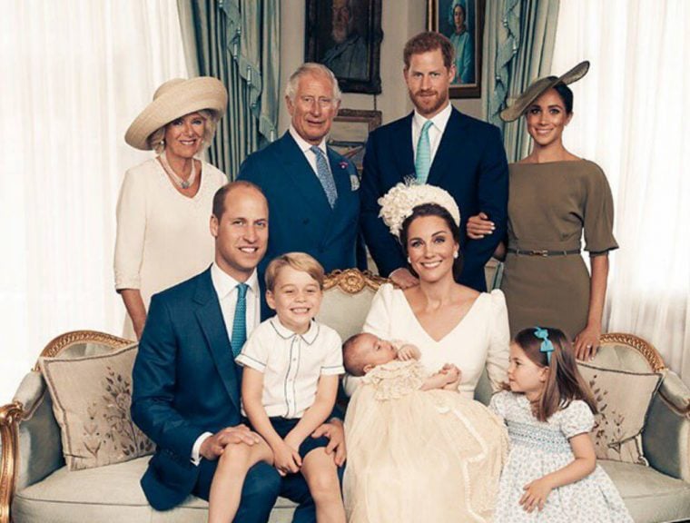 The royal family in an official photo for Prince Louis's christening