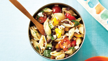 bowl filled with greek pasta salad