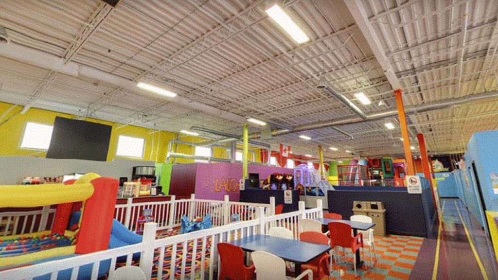View of a large play room with seating
