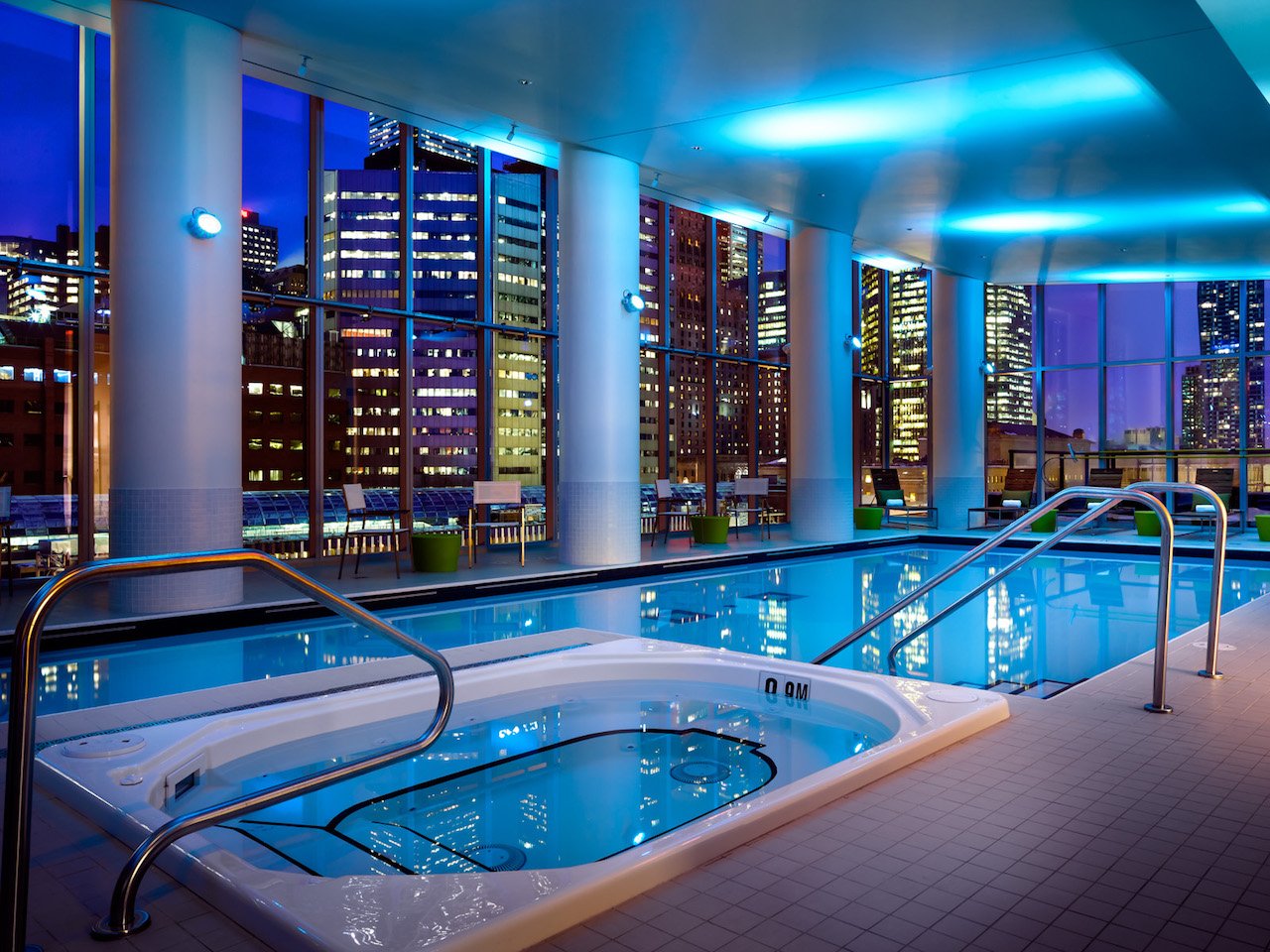 pool with impressive city view