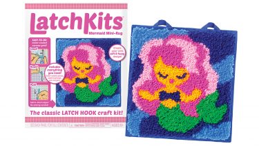 LatchKits Mermaid: A mermaid mini-rug craft kit featuring latch hooking