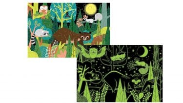 In The Forest Glow In The Dark Puzzle: Puzzle featuring animals with a secondary glow-in-the-dark design