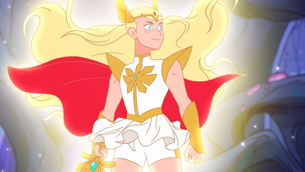 Promo image for She-Ra and the Princesses of Power showing a glowing young female superhero