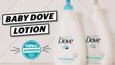 Bottles of Baby Dove Lotion with the Today's Parent Approved seal