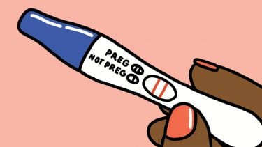 An illustration of a positive pregnancy test