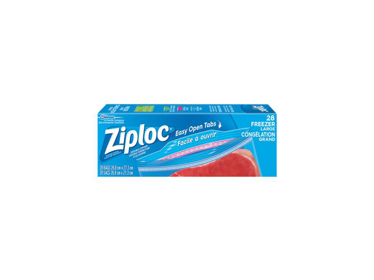 A blue box of Ziploc freezer bags