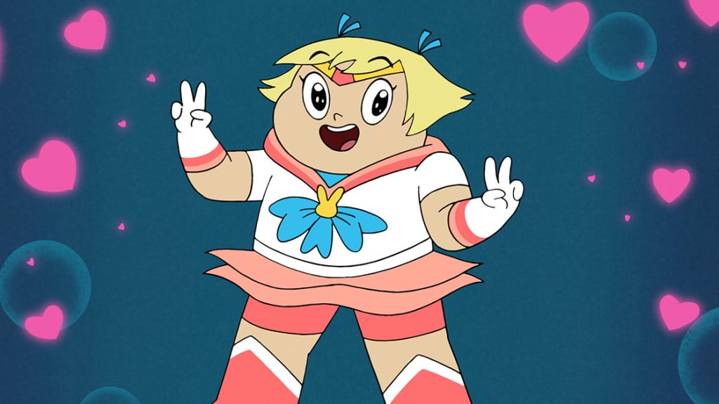 Promo image for Harvey Girls Forever! showing a girl in a sailor moon type outfit