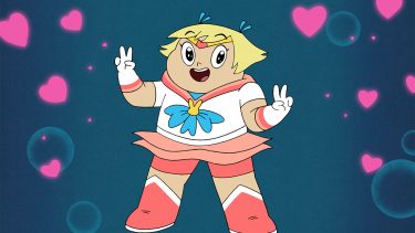 Promo image for Harvey Girls Forever! showing a girl in a sailor moon type outfit