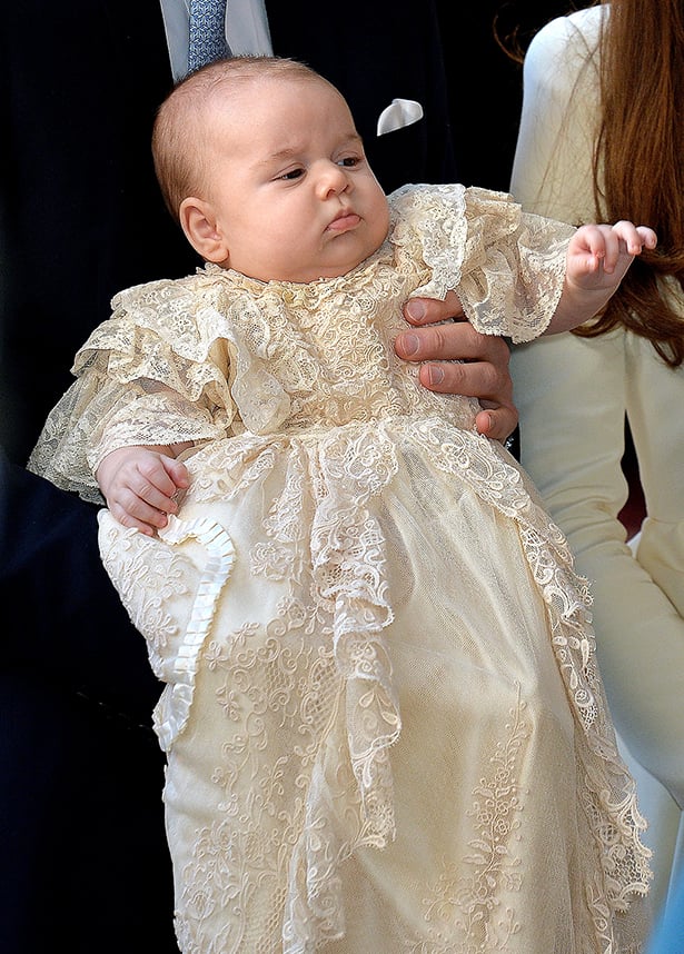 prince george in his honiton lace christening gown