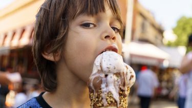 The boy and big ice-cream