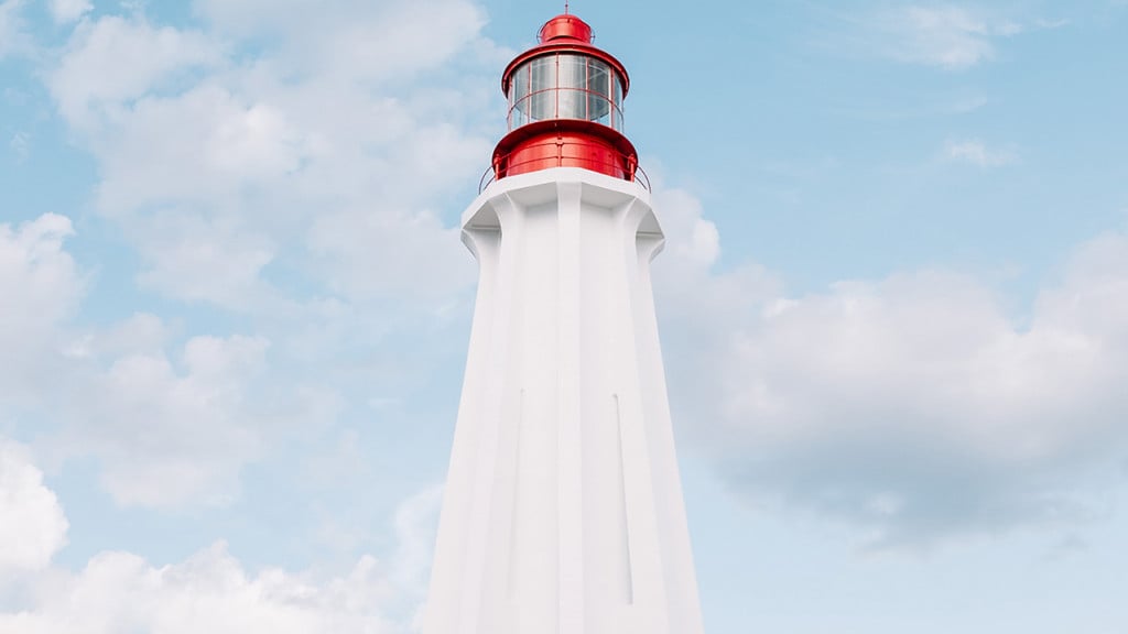 Nova Scotia lighthouse against blue sky