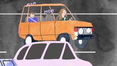Illustration of family in a car