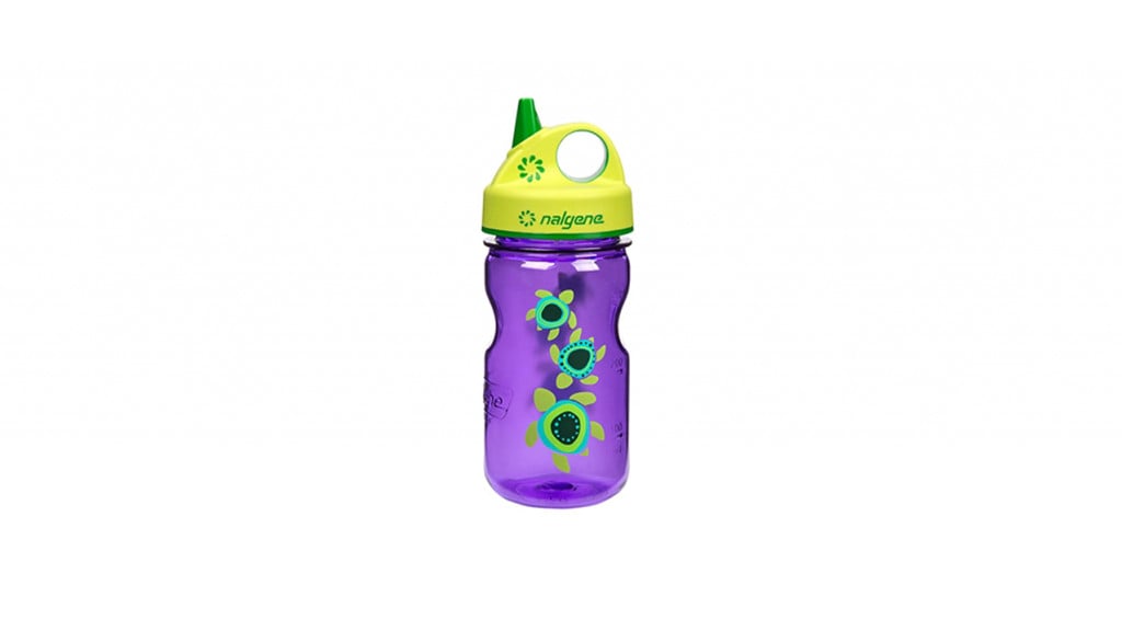 purple and yellow Nalgene bottle