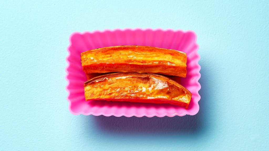 strips of roasted sweet potato