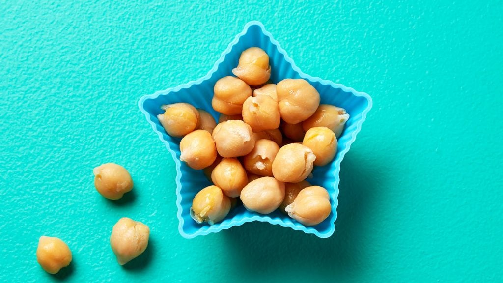 chickpeas in a star-shaped blue cup